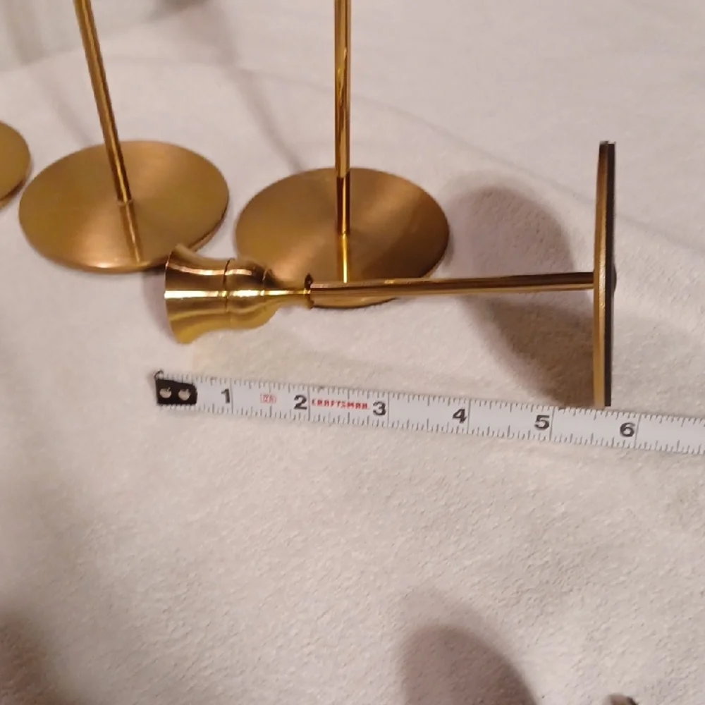 Elegant Gold Candle Holder Set 6 Brass Candlesticks With Remote Control Candles